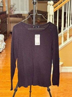 Mango Black Long Sleeve Crewneck Tee